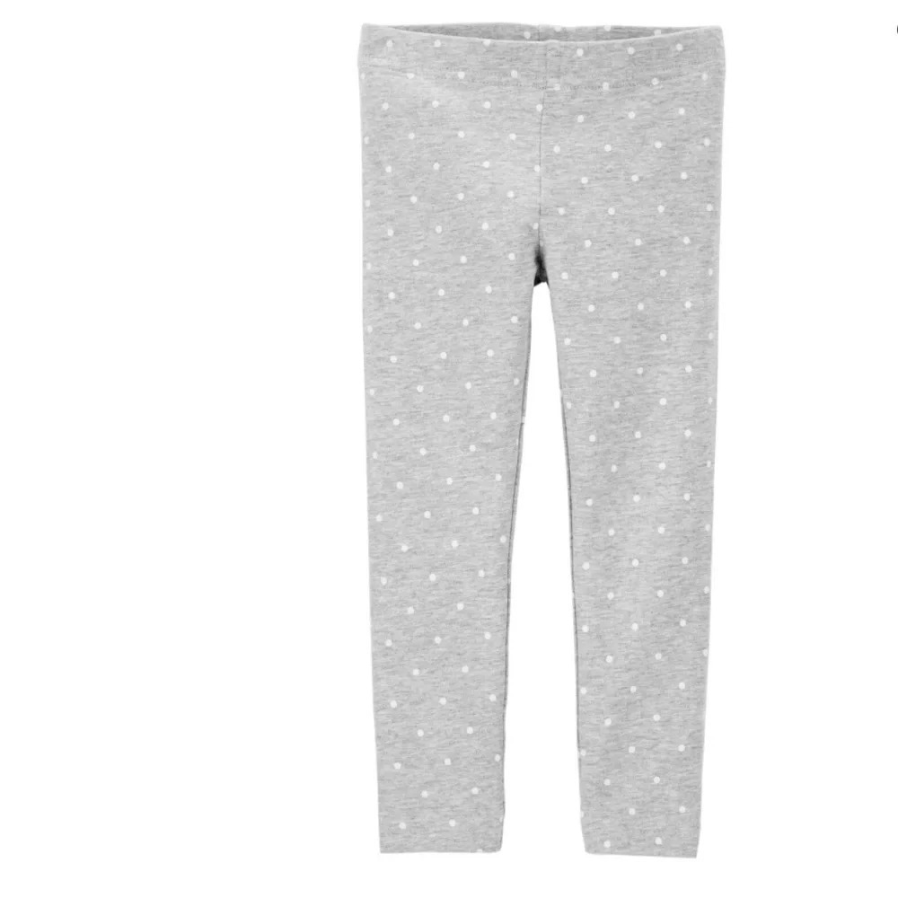 Child of mine gray infant leggings with pink polka dots